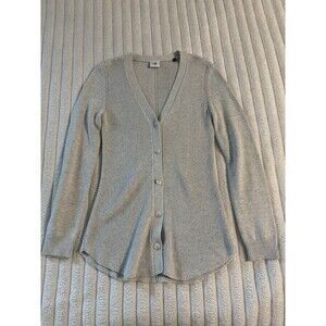 Cabi Long Sleeve V Neck Button Front Cardigan Sweater Womens Small Light Gray